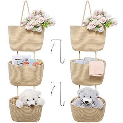 NaturalCozy Naturalcozy 5-Piece Rectangle Storage Basket Set- Natural  cotton Rope Woven Baskets for Organizing Small Basket for Montessori