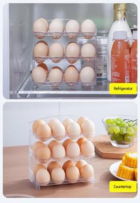 Egg Container for Refrigerator, Egg Holder Rolling Egg Holder for  Refrigerator, Automatic 24 Count Egg Dispenser for Refrigerator, Egg  Organizer