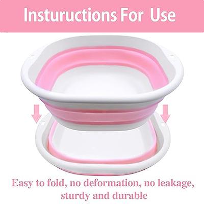 KALLORY 2pcs Folding Washbasin Foot Bath Bucket Cartoon Baby Tub Foldable  Dish Tub Laundry Basket Sink Basin Baby Bottles Foot Soak Tub Camping Basin