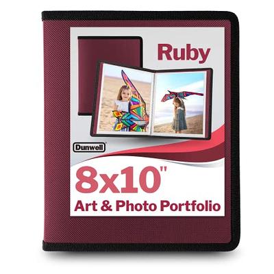 Dunwell 8x10 Photo Album Binder with Clear Sleeves- (Ruby), Art Portfolio  Binder for 8 x 10 Pictures, 24 Pockets Display 48 Pages, Great for Kids