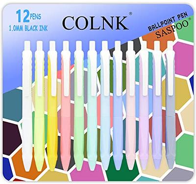 COLNK Gel Pens Fine Point 0.5mm , Retractable White Writing Pens Black Gel  Ink, Soft Touch, Count-12 