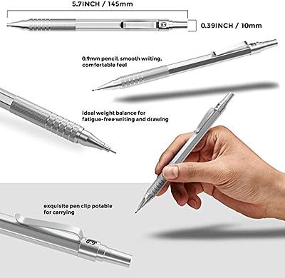 Four Candies 0.7mm Mechanical Pencil Set with Case - 4pcs Metal Mechanical Pencils, 8 Tubes HB #2 Lead Refills, 3pcs 4b Erasers and 9pcs Eraser