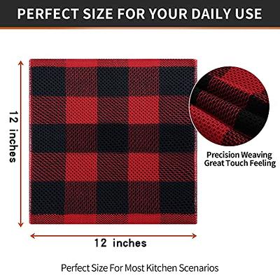 Homaxy 100% Cotton Waffle Weave Check Plaid Dish Cloths, 12 x 12 Inches,  Super Soft and Absorbent Dish Towels Quick Drying Dish Rags