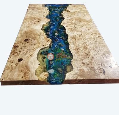 Ocean Wave Walnut Resin Side Table – Crafted by Rachel