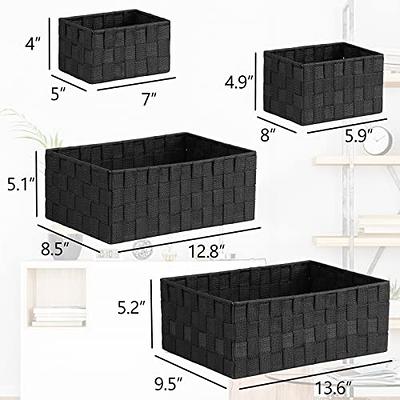 7 Pack Decorative & Durable Woven Fabric Storage Baskets, Shelf & Closet Organization - Black, Size: Large