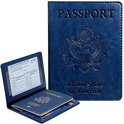 Passport Holder Cover Wallet RFID Blocking Leather Card Case Travel  Document Organizer with Detachable Strap, Ideal Gift for Men Women 