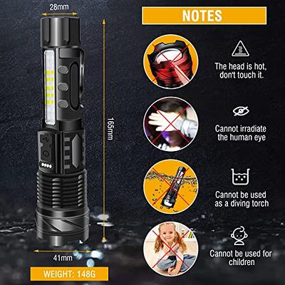 Rechargeable Flashlights High Lumens, 900,000 Lumens Led Tactical Handheld  Flashlight Battery Powered with 7 Light Modes, COB Side Light, USB C