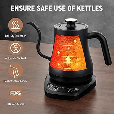 KLEAH Gooseneck Electric Kettle with Temperature Control Stainless Steel  Automatic Shut Off Coffee Kettle Hot Water Boiler Pour Over Tea Kettle 1200