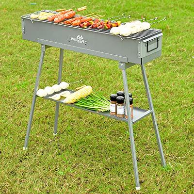 Portable Charcoal BBQ Grills Outdoor Stainless Steel Folded Camping Grill  Kebab Skewer Grill Kit for Home Garden Backyard Party Picnic Travel