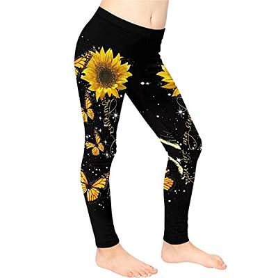 Uourmeti Butterfly Sunflower Uniform Pants for Girls Capri Active