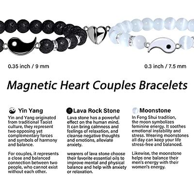 Personalised Couples Bracelets with Magnetic Heart in Gold Colour