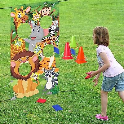 Bean Bag Toss Game, Foldable Zoo Corn Hole 5 in 1 Indoor Outdoor Patio Lawn  Beach Party Activities for Kids (Animal) 