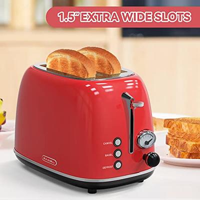 BUYDEEM DT-640 4-Slice Toaster, Extra Wide Slots, Retro Stainless Steel