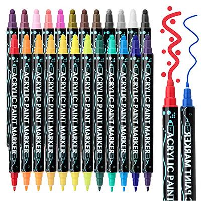 LIGHTWISH Acrylic Paint Pens Markers - 48 Colors Rock Painting Pens Dual  Brush Tip Two Colors for Glass, Stone, Wood, Easter Egg, pebble, Ceramic,  Craft, Art Supplies, Christmas Decorations : : Home