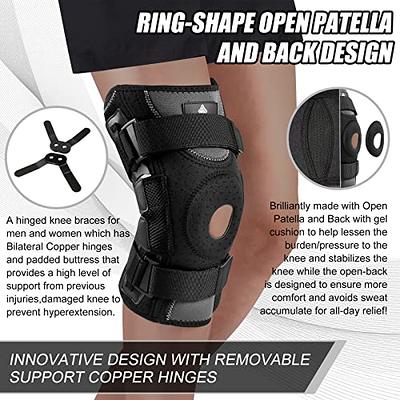 Hinged ROM Knee Brace Post Op Knee Support Adjustable Knee Immobilizer with  Side Leg Stabilizers for Men and Women for Meniscus Tear, Arthritis, ACL