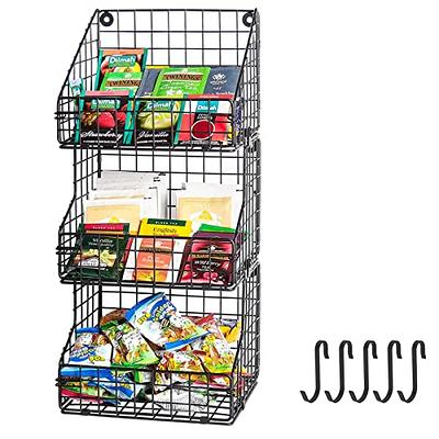 X-cosrack 3 Tier Stackable Snack Rack with 5 Hooks,Wall Mount Snack Rack  Holder - Snack Organizer for Countertop, Metal Wire Basket Coffee Condiment  Countertop for Office Kitchen Cabinet Pantry - Yahoo Shopping