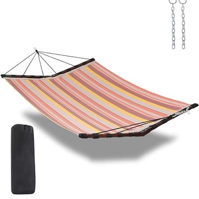 12FT 2 Person Hammock Large Hammock 450LB Capacity with V Shaped Hardwood  Spreader Bar & Nylon Rope for Outside, Patio, Garden, Backyard, Beach