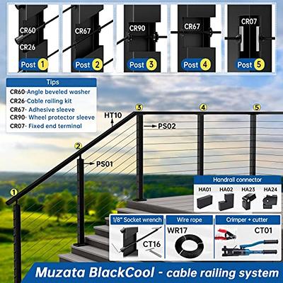 Cable Railing Post 42 in. x 0.98 in. x 1.97 in. Stair Railing Kit without  Hole Deck Railing w/ Mount Bracket for Balcony