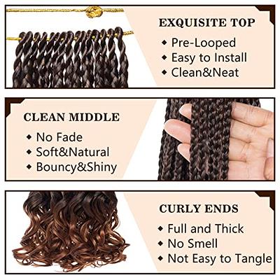 COOKOO 9 PCS French Curly Crochet Braids 14 Inch Pre Looped Ombre