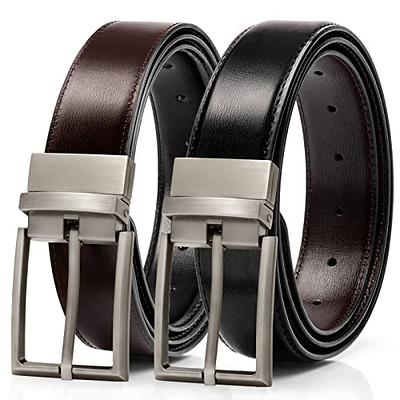 Tonly Monders Mens Belt Reversible Leather Belt for Men, Black