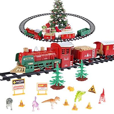  Hot Bee Train Set for Boys, Christmas Train Set w/Alloy Steam  Locomotive, Metal Electric Trains w/Cargo Cars & Tracks, Model Train Toys  w/Smoke,Sounds & Lights, Christmas Toys for 3 4 5