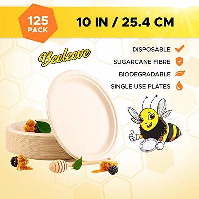 9 inch [100] Compostable Natural Sugarcane Round Plates