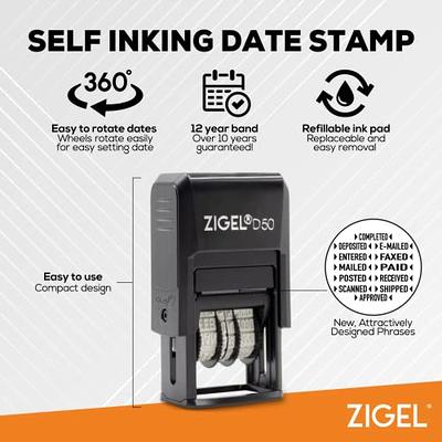 ExcelMark 7820 Date Stamp Self-Inking Rubber - Great for Shipping Receiving Expiration and Due Dates - Black Ink