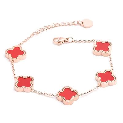  TICVRSS 18K Gold Plated Clover Bracelet for Women