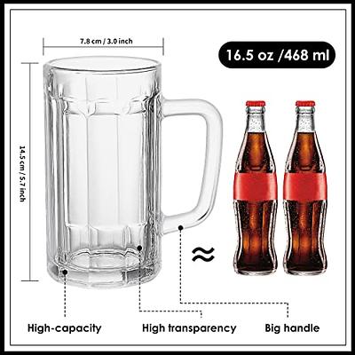 Wwyybfk Beer Mugs Set, Freezer Beer Glasses Mug with Handle, 16.5