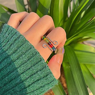 Fidget Anxiety Rings Pack of 2 for Women, Spinner Band Rings, Fidget  Anxiety Beads Ring, Adjustable Open Rings, Anxiety with Beads, Spinner  Rings Set