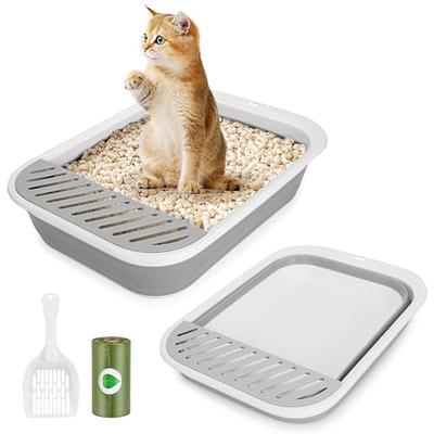 12 Pieces 13.1 x 9.84 x 1.2 Inch Shallow Kitten Litter Box Open Cat Litter  Box Open Cat Litter Boxes with 6 Cat Litter Scoop Portable Multi Color