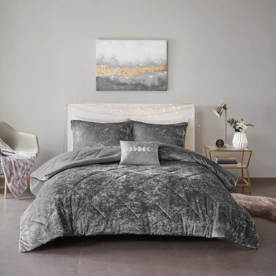 Wisteria Grey Microfleece Duvet Cover Set