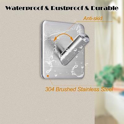 Stainless Steel Bathroom Hooks No Drill Silver Brushed