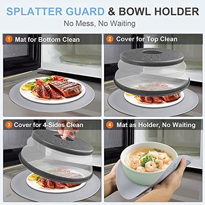 LekDrok Microwave Food Cover with Mat 12 Inch, Mat as Bowl Holder