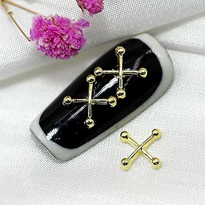 Studded Skull Cross Nail Art 3D Charm Jewelry Gold