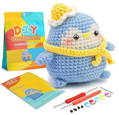 2 Set Crochet Kit Animals, DIY Crochet Kit For Beginners, Cute Animal Kit  Elephant and Penguin Starter Pack With Yarn Balls, Crochet Hooks, stitch