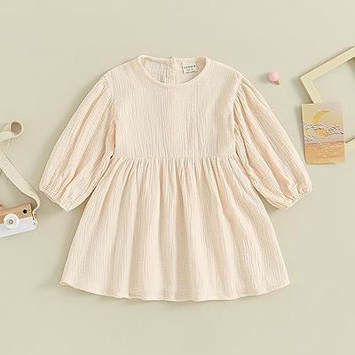 Gaono Toddler Baby Girl Cotton Linen Dress Long Sleeve Solid Color A-Linen  Smocked Fall Dress Babyboll Princess Dresses (A-Beige, 2-3 Years) - Yahoo  Shopping