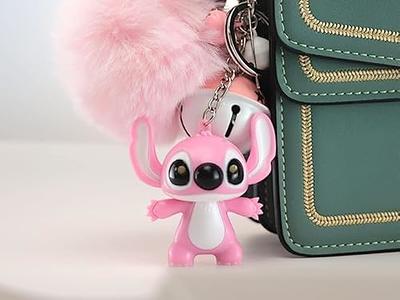 Tonsamvo Cute Pom Pom Keychain Kawaii Anime Key Chain for Backpack Decoration Birthday Gift Keychains for Women Girls(Pink)