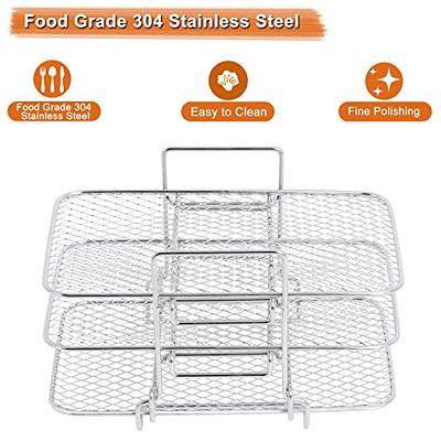 Air Fryer Rack for Ninja Foodi Air Fryer, 304 Stainless Steel Three  Stackable Dehydrator Rack Toast Rack Stand Accessories for Ninja DZ201  DZ401 Dual