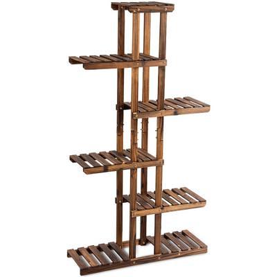 Costway Bamboo 9-Tier Plant Stand Utility Shelf Free Standing