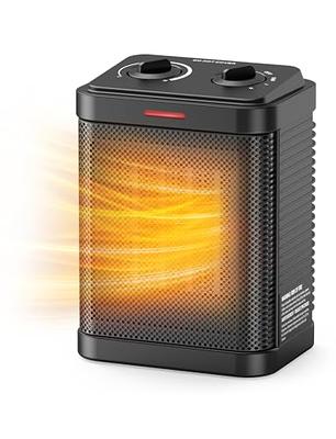  Space Heater for Indoor Use, Grelife 1500W Dual PTC Portable  Heater with Wide Heating Range, Small Electric Heater with 3 Modes  Thermostat, Fast Safety Heat, Timer, Quiet Desk Heater for Office