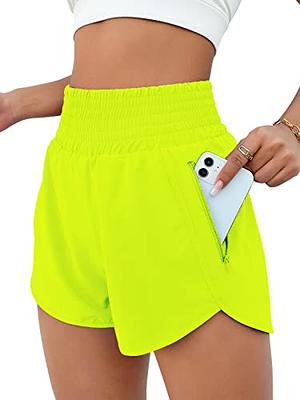 BMJL Women's Athletic Shorts High Waisted Running Shorts Pocket Sporty  Shorts Gym Elastic Workout Shorts