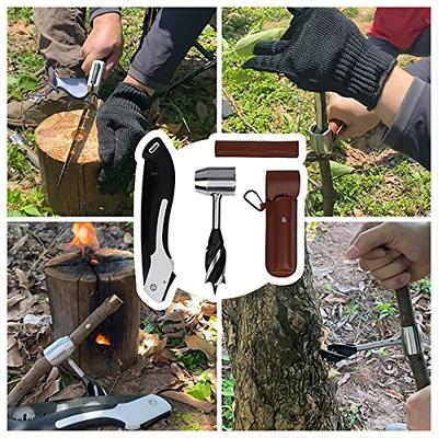 Bushcraft Survival Tool,Scotch Eye Wood Auger Bushcraft Gear,Manual Hand  Auger for Camping Shelter Building, Barbecue Grill,Small  Benches,Bushcrafting