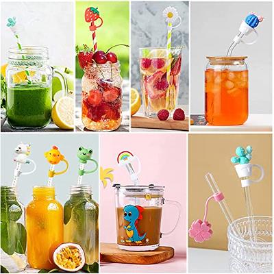 Straw Tips Cover Food Grade Silicone Straw Tip Reusable Drinking Straw Covers Plugs,Lids Adorable Dust-proof Straw Plugs for 6-8 mm Straws,Anti-dust