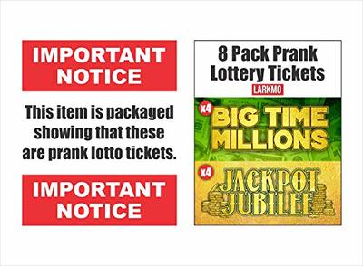  Larkmo Prank Gag Lottery Tickets - 8 Total Tickets, 4