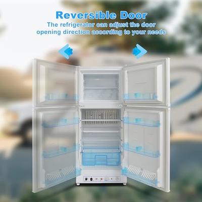 Techomey Propane Refrigerator off Grid 2.1 Cu.Ft, 3 Way Fridge  LPG/110V/12V, Quiet Gas Refrigerator for Camper, Semi Truck, RV, Black