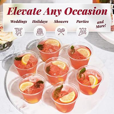 Prestee 50 Clear Plastic Cups | 9 oz Plastic Cups | Disposable Cups | Pet Clear Cups | Plastic Wine Glasses | Clear Plastic Party Cups