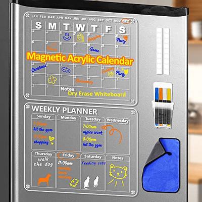  Vangerute 3-Pack Magnetic Acrylic Calendar for Fridge, Monthly  Weekly and Daily Magnetic Fridge Calendar Set, Refrigerator Calendar Dry  Erase,Includes 6 Markers, Marker Holder and Erase : Office Products