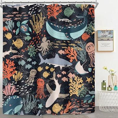 Riyidecor Shark Kids Fish Shower Curtain for Bathroom Decor 60Wx72H Sea  Creature Ocean Whale Funny Cartoon Underwater Blue Nature Turtle Art  Printed Fabric Polyester Waterproof 12 Pack Plastic Hooks - Yahoo Shopping