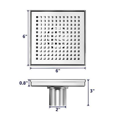 Square 6-inch Shower Drain with Flange Removable Quadrato Pattern